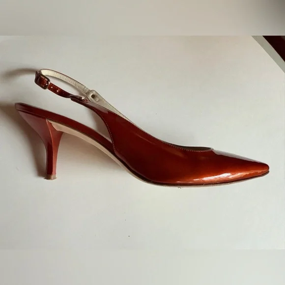 Via Spiga Women's Orange Slingback Heels - Picture 2 of 3